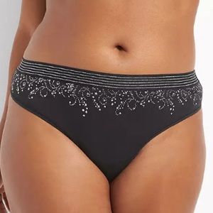 Lane Bryant/ Cacique Cotton Thong w/ Wide Waistband - Swirl Border